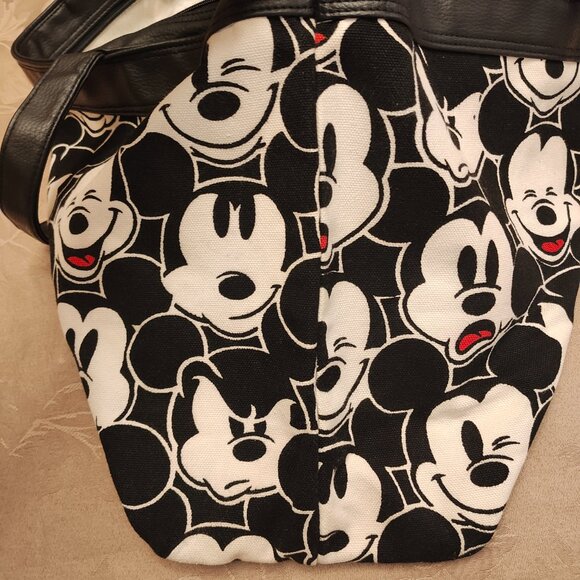 Disney Black and White Mickey Mouse Canvas Tote Bag, Used - Picture 6 of 14